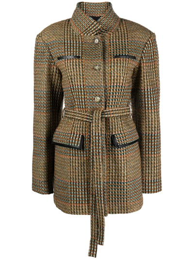 Shop Stella Mccartney Tweed Single-breasted Coat In Brown