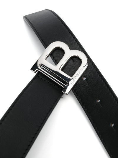 Shop Balmain Logo-plaque Leather Belt In Black