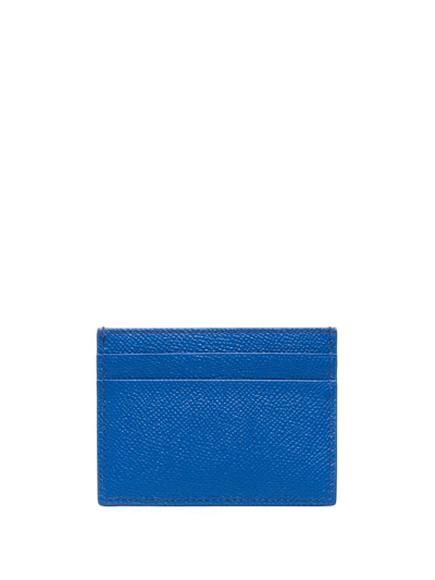 Shop Dolce & Gabbana Dauphine Leather Cardholder In Blue