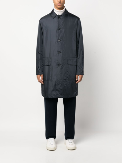 Aspesi Padded Long Coat In Blue