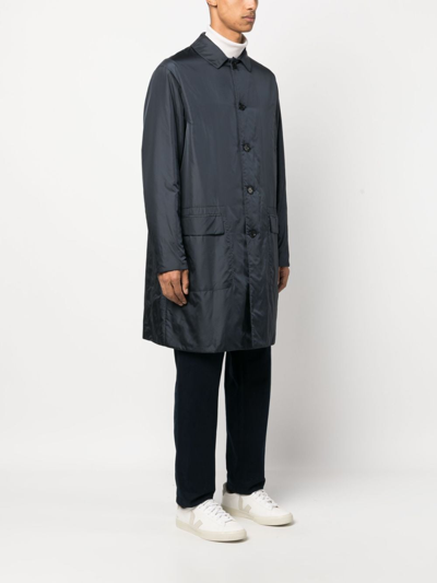 Shop Aspesi Padded Long Coat In Blue