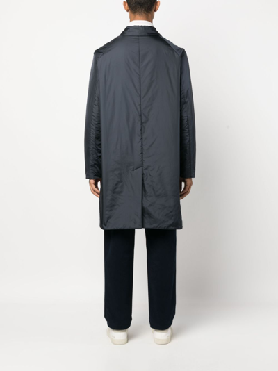 Shop Aspesi Padded Long Coat In Blue