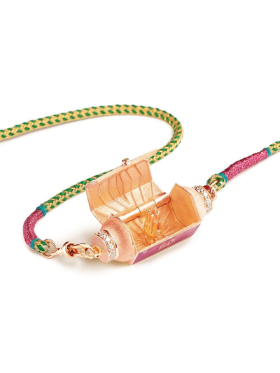 Shop Marie Lichtenberg 18kt Rose Gold Prayers Box Love Locket Diamond Necklace In Pink