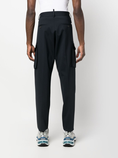Dsquared2 Drop-crotch Cargo Trousers In Blue