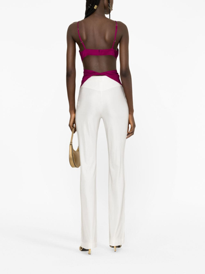 Shop Alexandre Vauthier Flared Satin Trousers In White