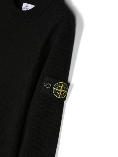 Shop Stone Island Junior Compass-badge Crew-neck Jumper In Black