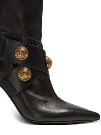 Shop Balmain Alma Leather Knee-high Boots In 0pa