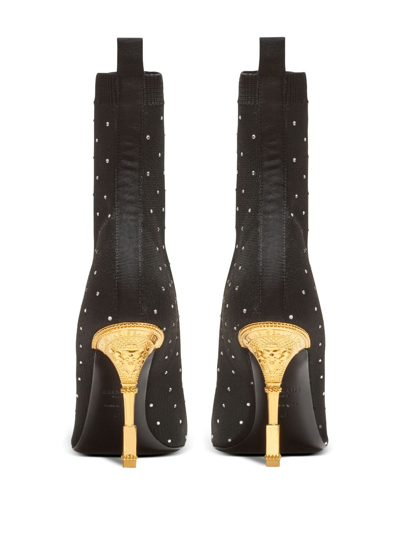 Shop Balmain Moneta Crystal-embellished Ankle Boots In Black