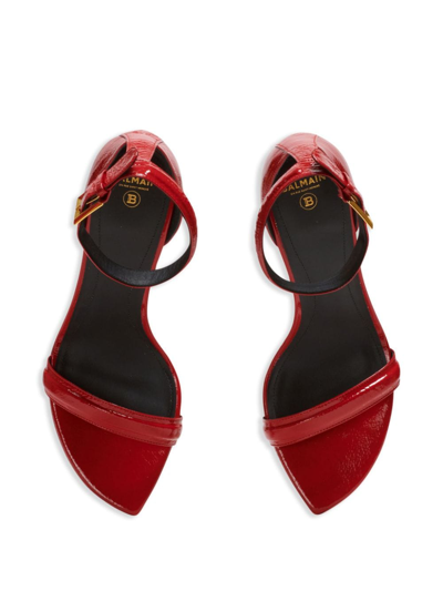 Shop Balmain Moneta Leather Sandals In 3kb