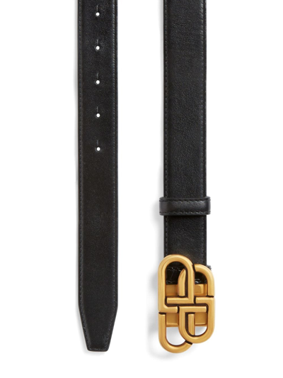 Shop Balenciaga Bb-buckle Reversible Belt In Black