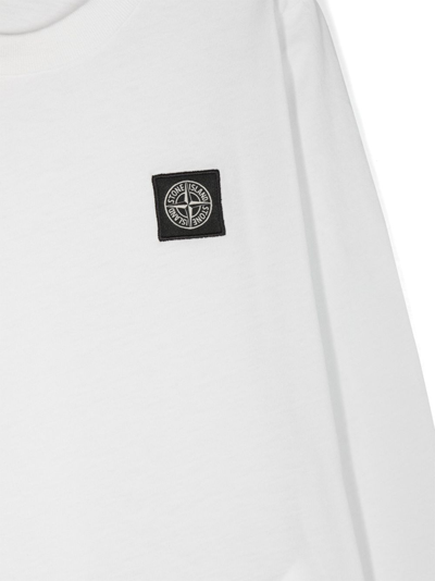 Shop Stone Island Junior Compass-patch Cotton T-shirt In White