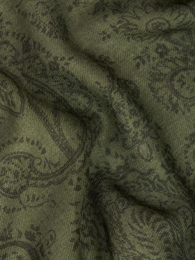 Shop Etro Paisley-print Frayed-edge Scarf In Green