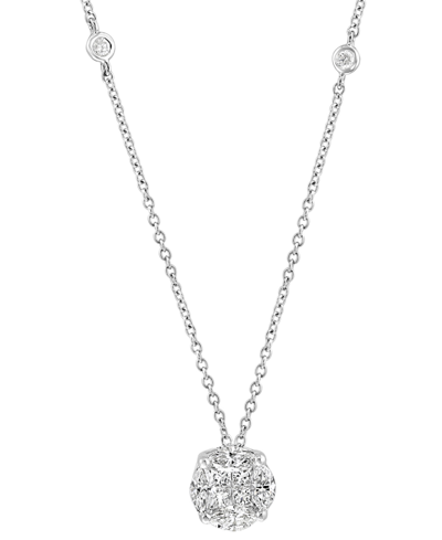 Effy Collection Effy Diamond Round Cluster 18" Pendant Necklace (3/4 Ct. T.w.) In 14k White Gold In White Gold