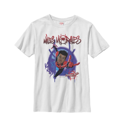 Shop Marvel Boy's  Spider-man: Into The Spider-verse Miles Morales Splat Child T-shirt In White