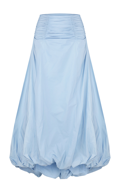 Shop Anna October Cheryl Ruched And Tufted Maxi Skirt In Light Blue
