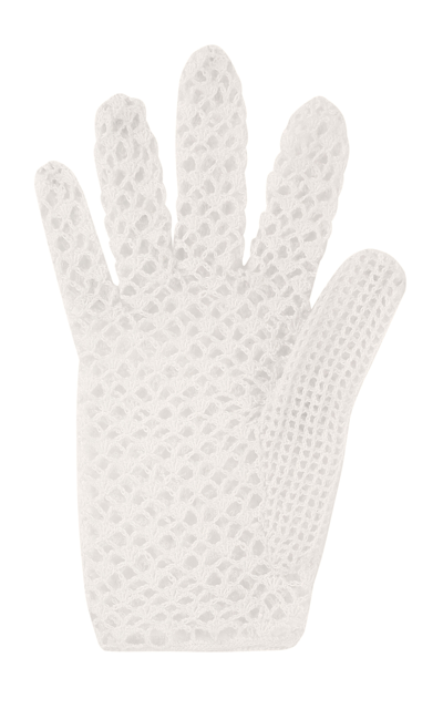 Shop Anna October Gladys Knit Cotton Gloves In Ivory