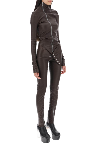 Shop Rick Owens Jumpsuit In Leather In Brown