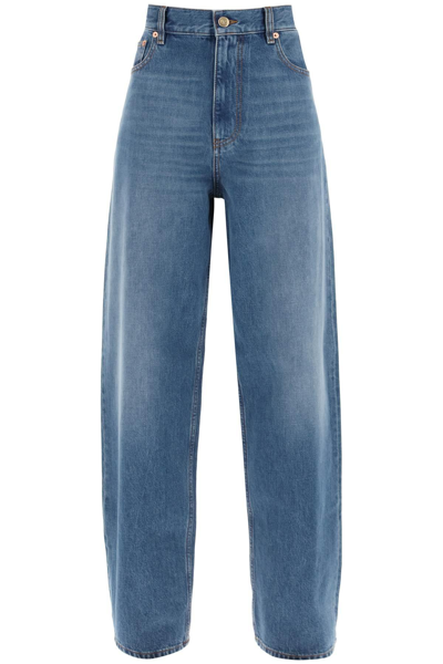 Shop Valentino Loose Jeans With Straight Cut In Blue