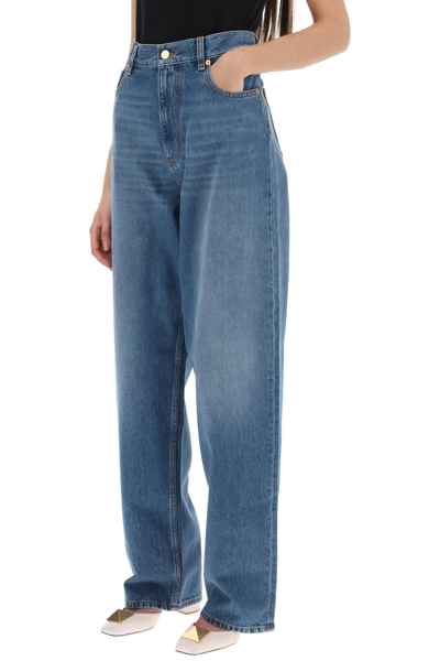 Shop Valentino Loose Jeans With Straight Cut In Blue