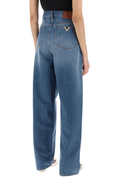 Shop Valentino Loose Jeans With Straight Cut In Blue