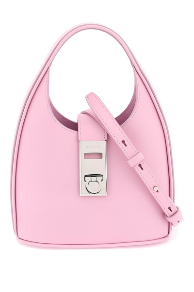 Shop Ferragamo Mini Leather Hobo Bag In Pink