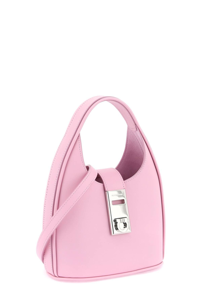 Shop Ferragamo Mini Leather Hobo Bag In Pink
