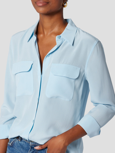 Shop Equipment Slim Signature Silk Shirt In Dream Blue