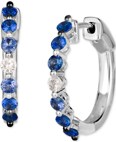 Shop Le Vian Ombre Denim Ombre (3/4 Ct. T.w.) & White Sapphire (1/8 Ct. T.w.) Small Hoop Earrings In 14k White Go In K Vanilla Gold Earrings