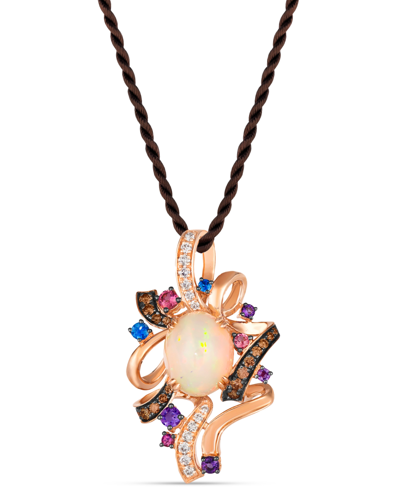 Shop Le Vian Crazy Collection Multi-gemstone (2-3/8 Ct. T.w.) & Diamond (1/2 Ct. T.w.) Abstract Swirl Silk Cord 1 In K Strawberry Gold Pendant
