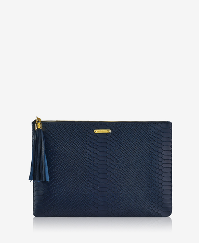 Shop Gigi New York Uber Leather Clutch In Navy