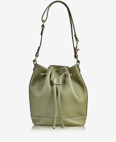Shop Gigi New York Cassie Leather Bucket Bag In Sage