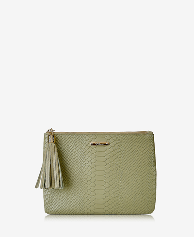 Shop Gigi New York All In One Leather Clutch In Sage