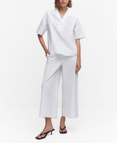 Shop Mango Women's Cotton Culottes Trousers In Off White