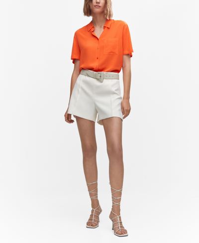Shop Mango Women's Pocket Oversize Shirt In Orange