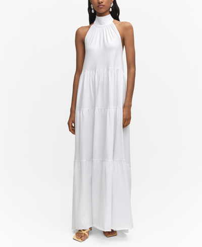 Shop Mango Women's Halter Neck Open Back Dress In White