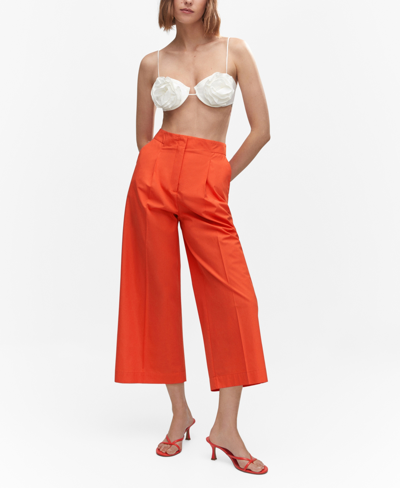 Shop Mango Women's Cotton Culottes Trousers In Orange