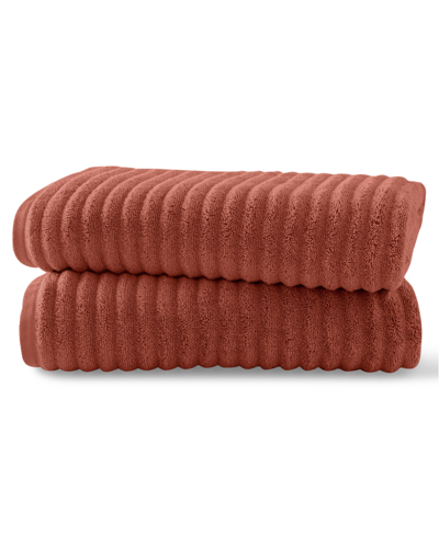 Shop Blue Loom Mason 100% Cotton Low Twist 2 Piece Bath Towel Set, 58" X 30" In Terracotta