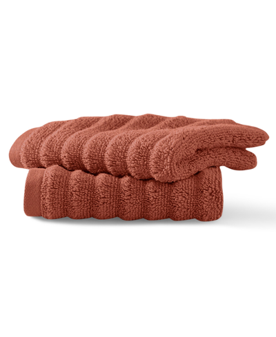 Shop Blue Loom Mason 100% Cotton Low Twist 2 Piece Washcloth Set, 13" X 13" In Terracotta