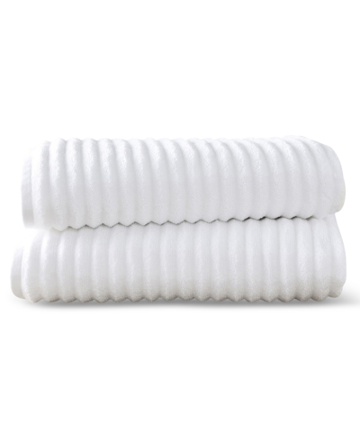 Blue Loom Mason 100% Cotton Low Twist 2 Piece Bath Towel Set, 58" X 30" In White