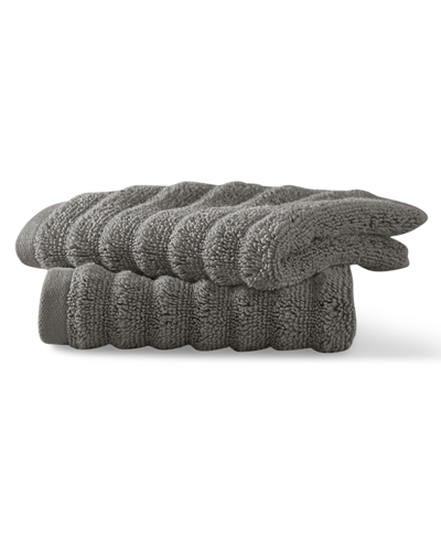 Shop Blue Loom Mason 100% Cotton Low Twist 2 Piece Washcloth Set, 13" X 13" In Charcoal