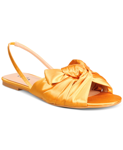 Shop Vaila Shoes Women's Lila Puffy Knot Crisscross Slingback Flat Sandals-extended Sizes 9-14 In Marigold