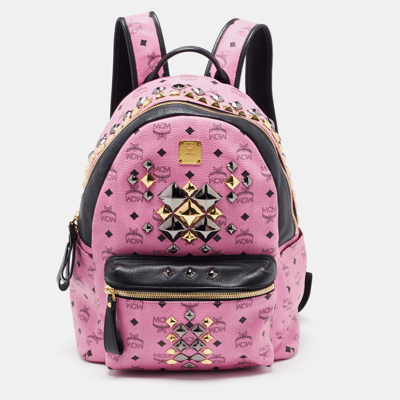 MCM Visetos Pink Leather Backpack Bag (Pre-Owned)