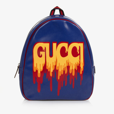 Shop Gucci Blue Canvas Web Backpack (36cm)