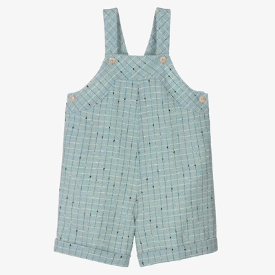 Shop Gucci Boys Blue Damier Wool Check Dungarees