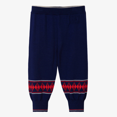 Shop Gucci Boys Blue & Red Knitted Wool Trousers