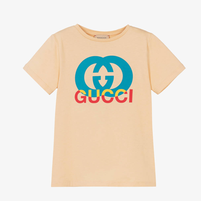 Shop Gucci Ivory Cotton Interlocking G T-shirt