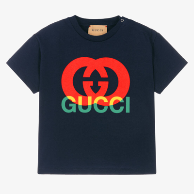 Shop Gucci Blue Interlocking G Baby T-shirt