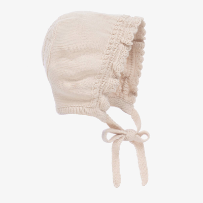 Shop Artesania Granlei Beige Knitted Baby Bonnet