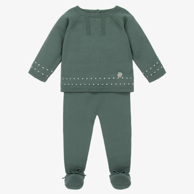 Shop Artesania Granlei Green Knitted 2 Piece Babygrow