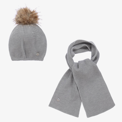 Shop Artesania Granlei Grey Knitted Hat & Scarf Set